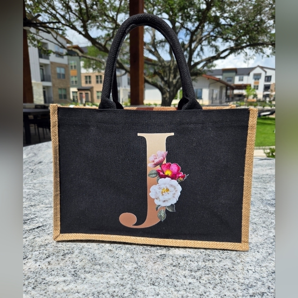 Letter J Handbag Shoulder Bag Sack Canvas Tote